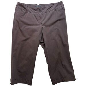 Lane Bryant Women's Capri Pants Flat Front Stretch Size 20 Dark Tan Casual